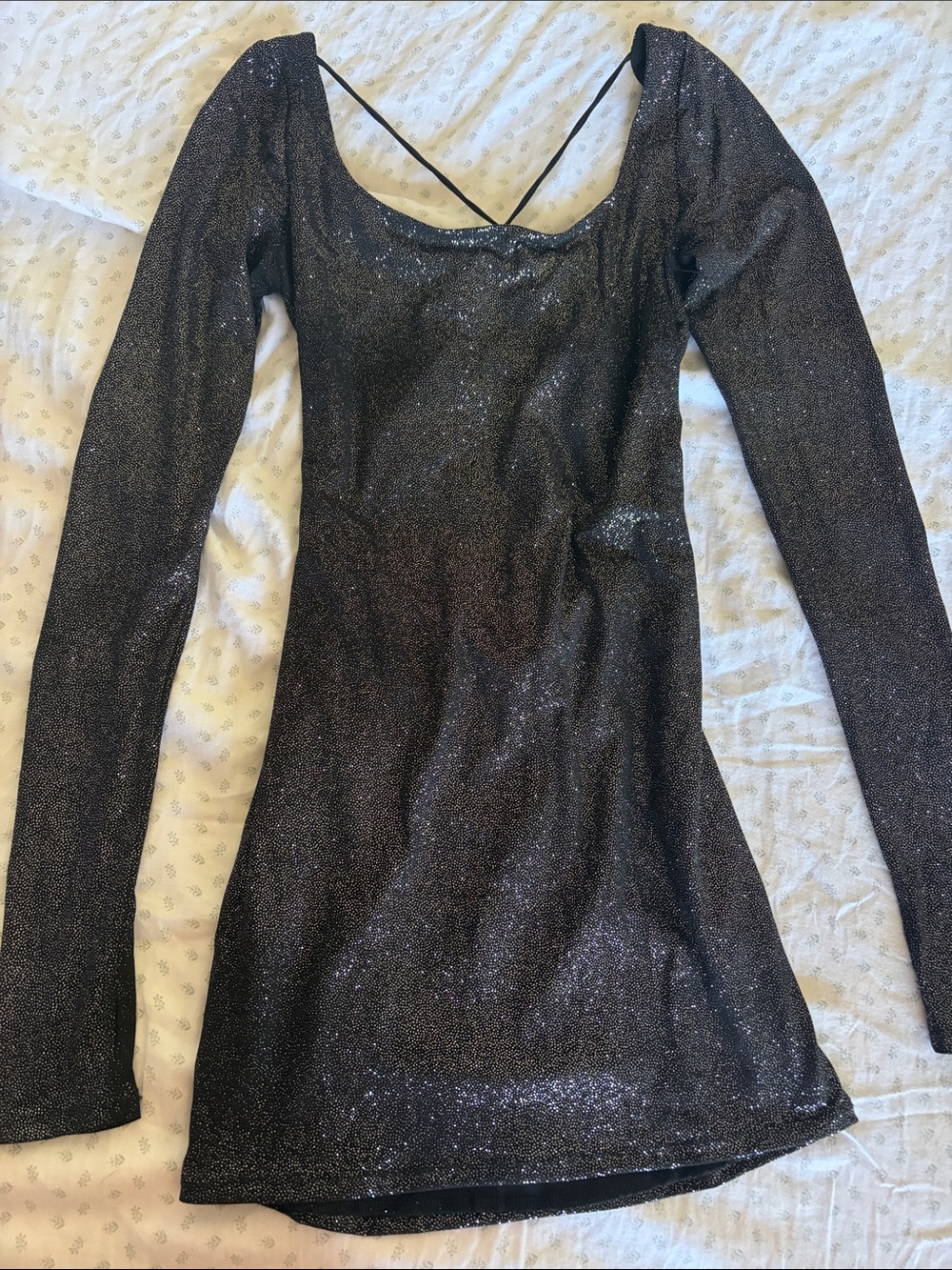 Lucy in the Sky Black Sparkle Long-Sleeve Mini Dress